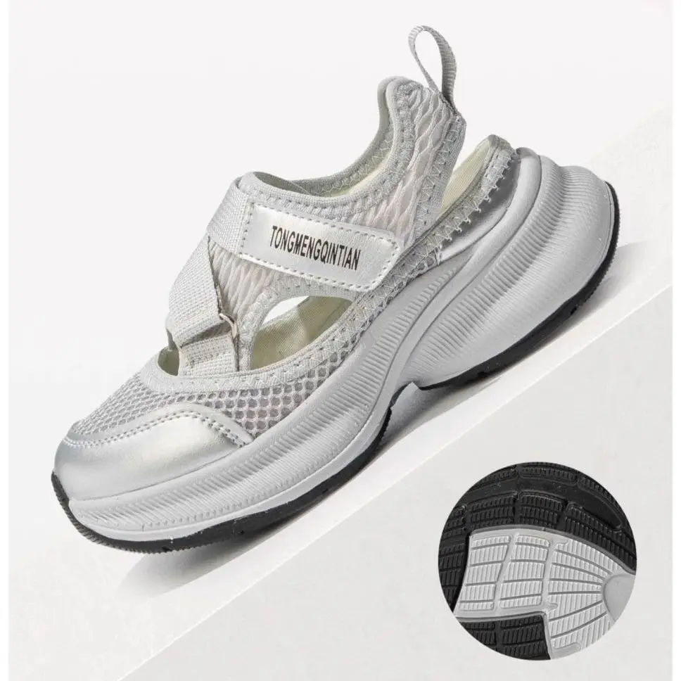 Boys Girls Sports Sandals Rotating Button Students Sneakers Hollowed-out Summer New Students Running Shoes Mesh Breathable