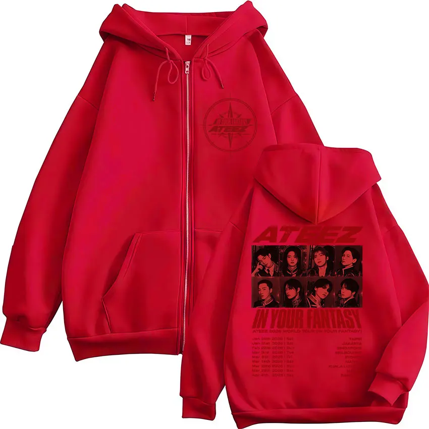 ATEEZ 2026 World Tour in Your Fantasy Zipper Hoodies Korean Kpop Men Women Clothing Fashion Zip Up Sweatshirts Jackets Coats