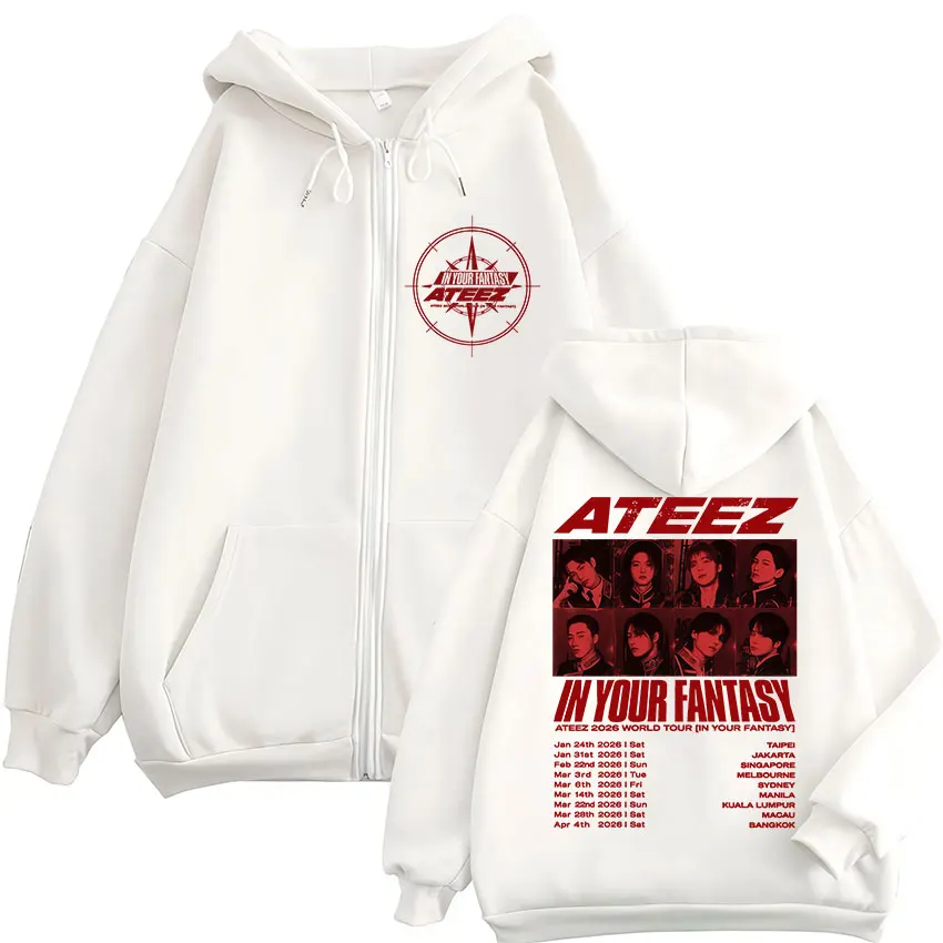 ATEEZ 2026 World Tour in Your Fantasy Zipper Hoodies Korean Kpop Men Women Clothing Fashion Zip Up Sweatshirts Jackets Coats