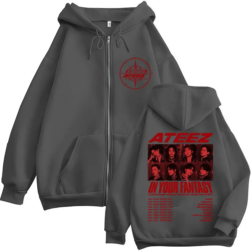 ATEEZ 2026 World Tour in Your Fantasy Zipper Hoodies Korean Kpop Men Women Clothing Fashion Zip Up Sweatshirts Jackets Coats
