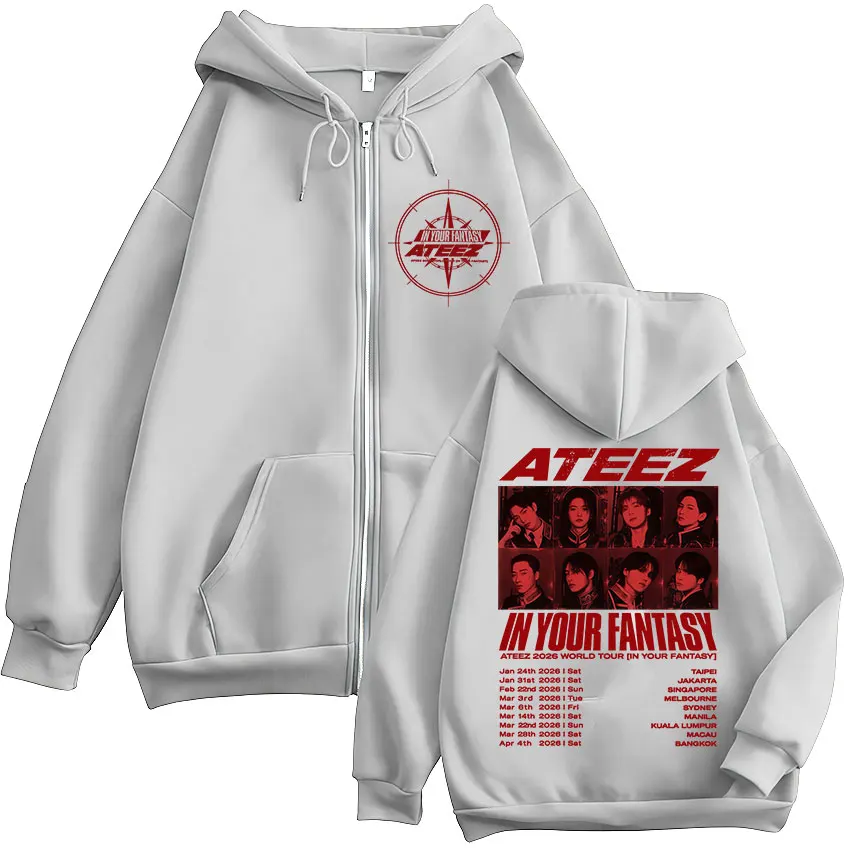 ATEEZ 2026 World Tour in Your Fantasy Zipper Hoodies Korean Kpop Men Women Clothing Fashion Zip Up Sweatshirts Jackets Coats