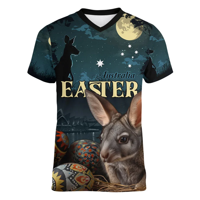 Australia Kangaroo 3D Print Sport Moisture-wicking Breathable Men Tshirt Football Tennis Team Uniform Short Sleeve Summer Attire