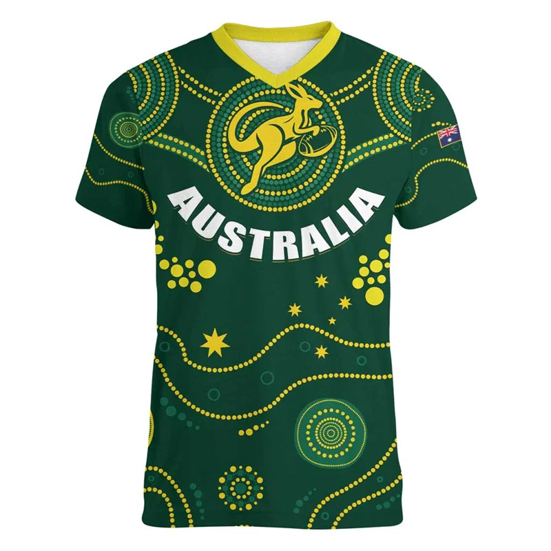 Australia Kangaroo 3D Print Sport Moisture-wicking Breathable Men Tshirt Football Tennis Team Uniform Short Sleeve Summer Attire