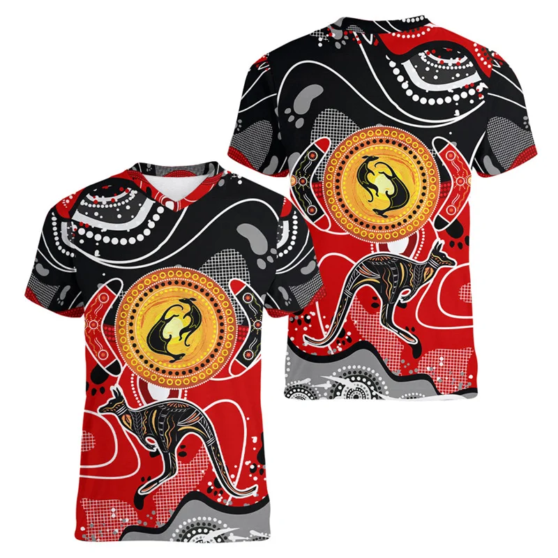 Australia Kangaroo 3D Print Sport Moisture-wicking Breathable Men Tshirt Football Tennis Team Uniform Short Sleeve Summer Attire