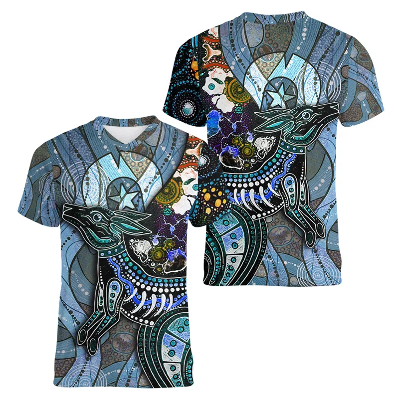 Australia Kangaroo 3D Print Sport Moisture-wicking Breathable Men Tshirt Football Tennis Team Uniform Short Sleeve Summer Attire