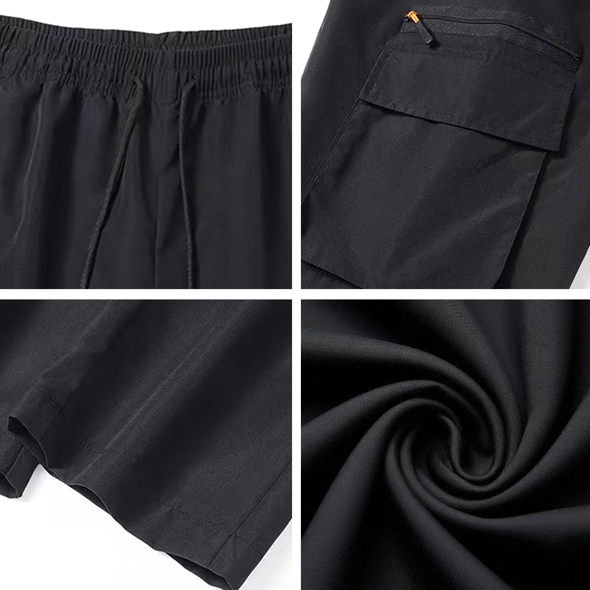 Men's Spring/Summer New Multi-pocket Quick-dry Straight-leg Cargo Pants, Waterproof Fabric with Drawstring Design