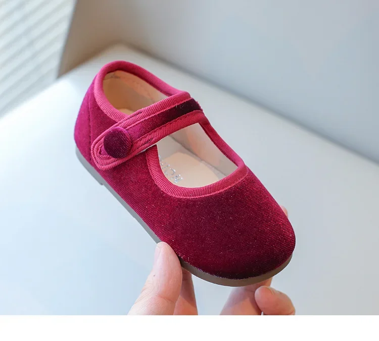 Spring Summer Shoes for Girls Dopamine Color Velvet Mary Jane Shoes Child Soft Sole Elastic Band Ballet Flats Kids Casual Shoes