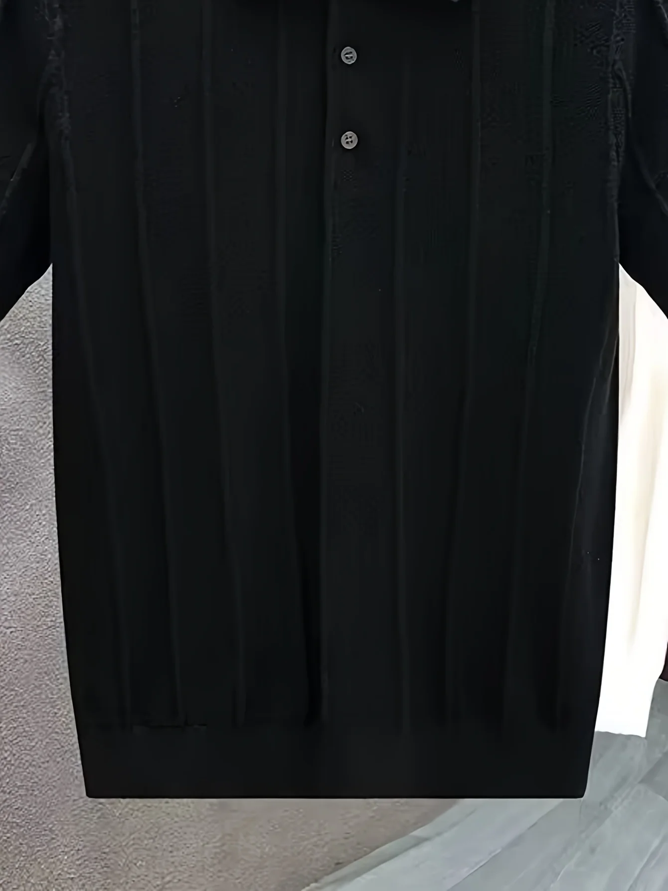 High-End Luxury Vertical Stripe Texture Short-Sleeved Polo Shirt Knitted Top for Men - Summer New Style Solid-Colored Collar Woo