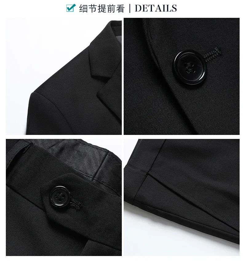 Suit Men's Casual Formal Business Gentleman Solid Color (Blazer+Trousers) Hosting Four Seasons Slimming Wedding Fashion Suit