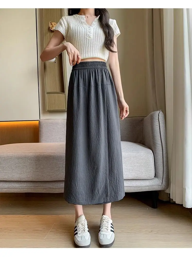 Summer Skirt Pants New Worn Twice Loose Figure Wide Leg Pants Women's Small Fresh Cropped Pants
