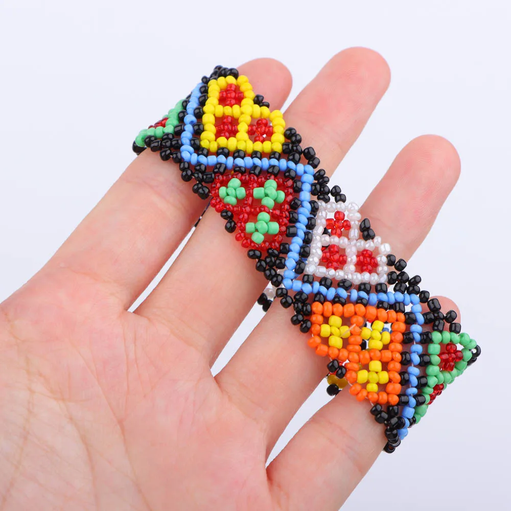 6/12Pcs/Lot Fashion Charm Bohemian Elegant Multicolor Elastic Beaded Bracelets For Women Men Handmade Geometry Pattern Jewelry