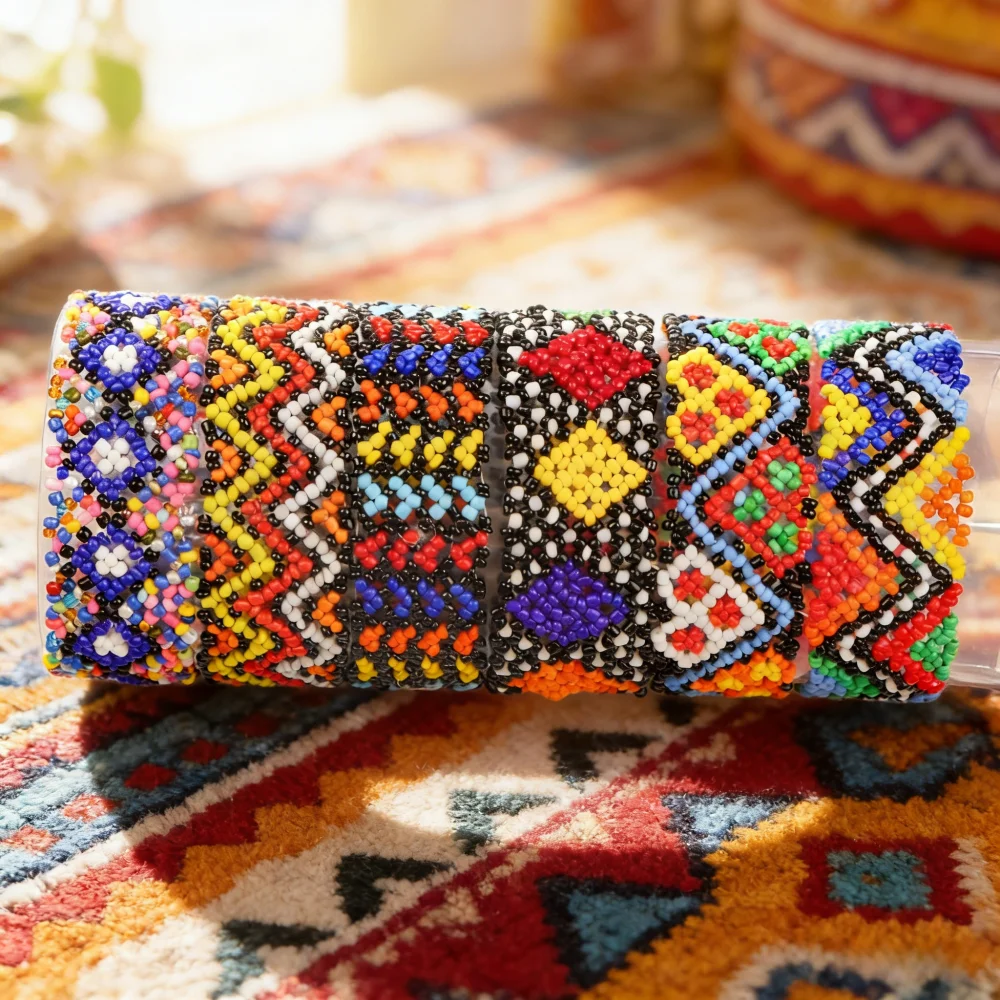 6/12Pcs/Lot Fashion Charm Bohemian Elegant Multicolor Elastic Beaded Bracelets For Women Men Handmade Geometry Pattern Jewelry