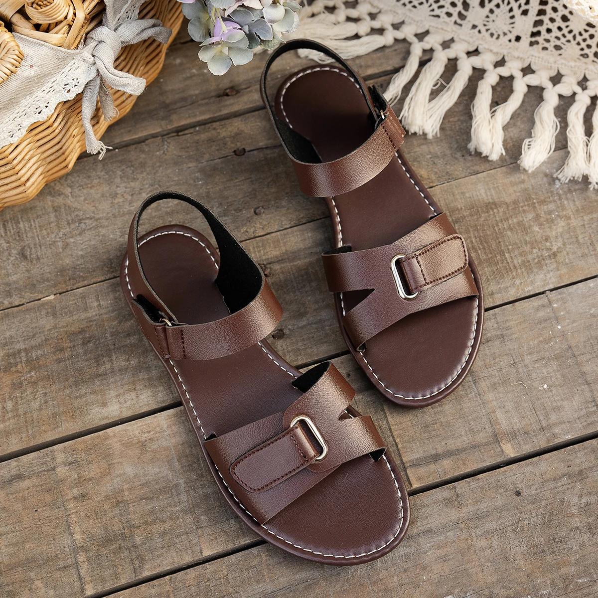 2026 Women Summer Flat Sandals Fashion Metal Buckle Strap Zapatos De Muje Brand Open Toe Casual Beach Roman Shoes for Ladies
