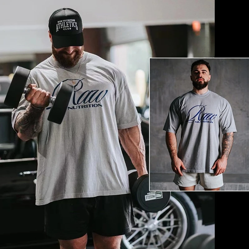 2026 GYM New Short-sleeved American-style Loose T-shirt for Fitness - Three-quarter Open Back with Five-quarter Sleeves
