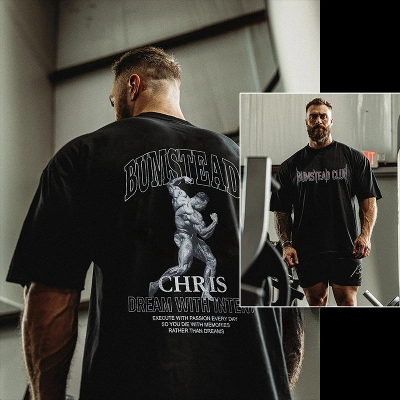 2026 GYM New Short-sleeved American-style Loose T-shirt for Fitness - Three-quarter Open Back with Five-quarter Sleeves