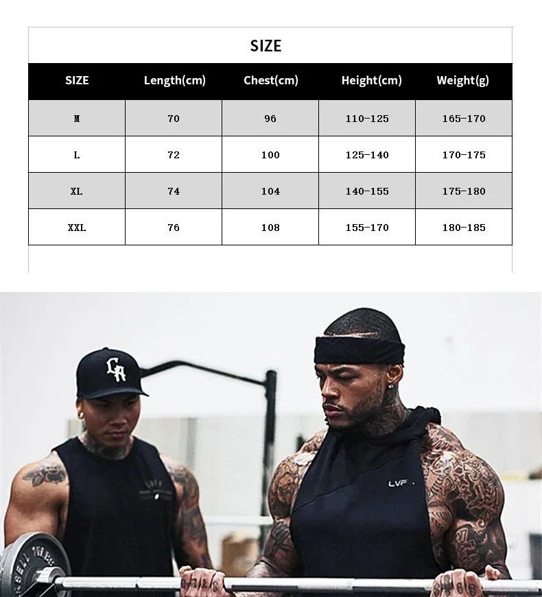 Men's Hooded Stringer Tank Top Gym Bodybuilding Fitness Sleeveless Cotton Muscle Shirt Workout Vest Breathable Male Undershirt