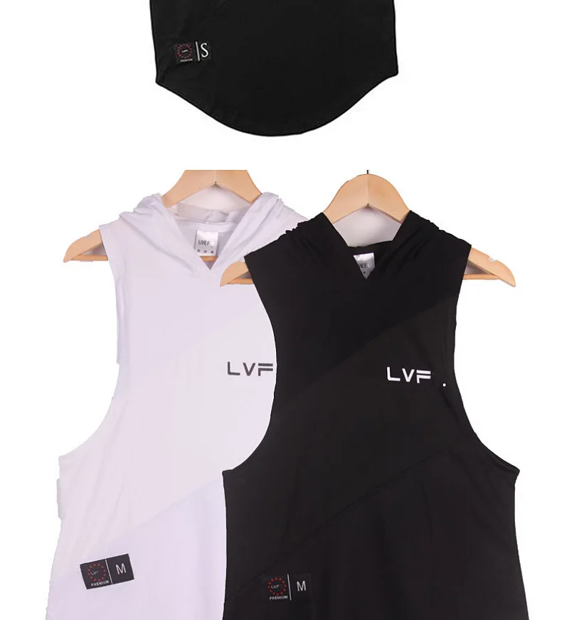 Men's Hooded Stringer Tank Top Gym Bodybuilding Fitness Sleeveless Cotton Muscle Shirt Workout Vest Breathable Male Undershirt