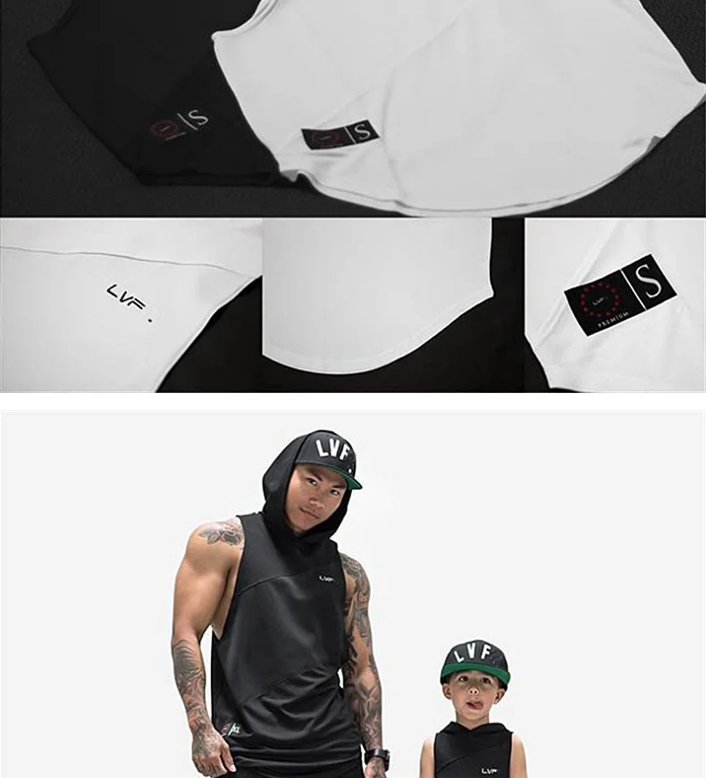 Men's Hooded Stringer Tank Top Gym Bodybuilding Fitness Sleeveless Cotton Muscle Shirt Workout Vest Breathable Male Undershirt