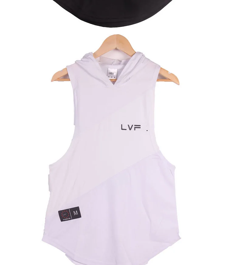 Men's Hooded Stringer Tank Top Gym Bodybuilding Fitness Sleeveless Cotton Muscle Shirt Workout Vest Breathable Male Undershirt