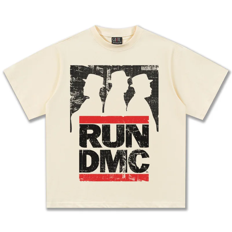 RUN DMC Raising Hell Graphic T-Shirt Unisex Oversized Hip Hop Group Casual Cotton Short Sleeve Retro Streetwear For Daily