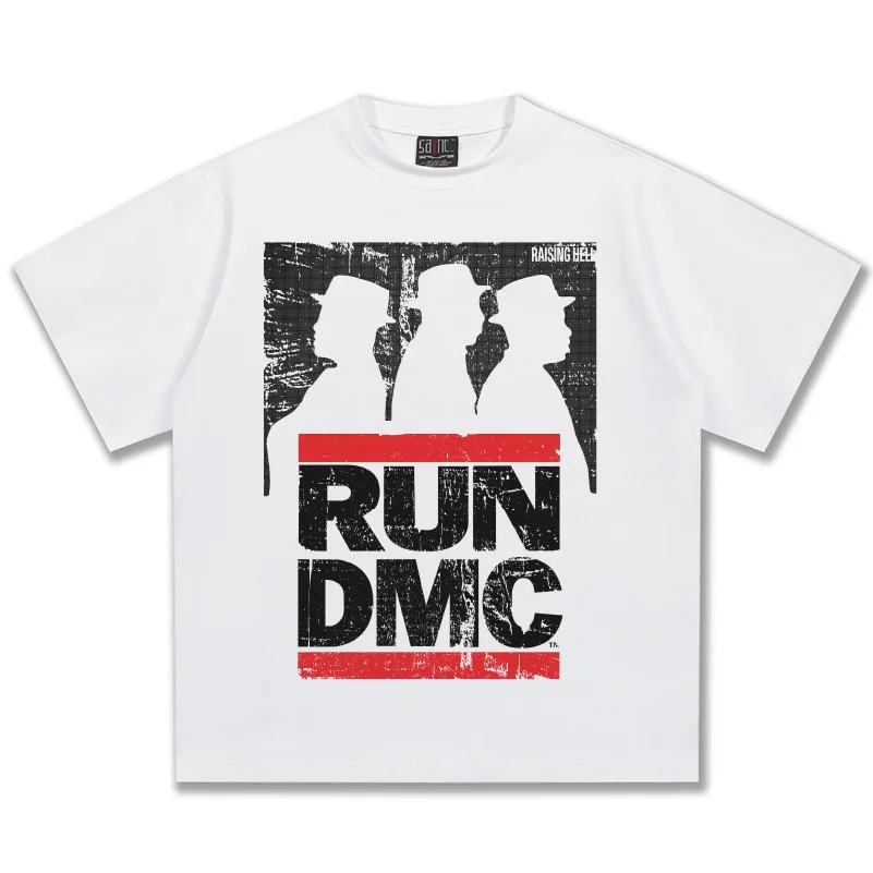 RUN DMC Raising Hell Graphic T-Shirt Unisex Oversized Hip Hop Group Casual Cotton Short Sleeve Retro Streetwear For Daily