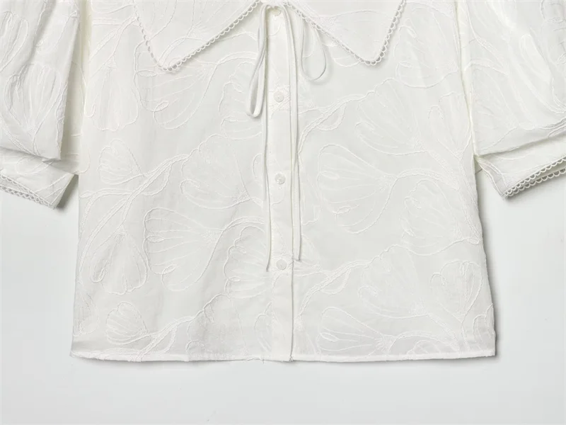 Women's Shirt 2026 Spring New White Short-Sleeve Turn-Down Collar Short Simple Shirt Lively and Cute Unique Fashion