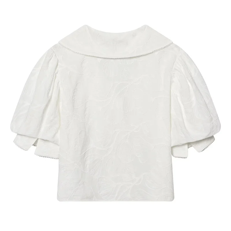 Women's Shirt 2026 Spring New White Short-Sleeve Turn-Down Collar Short Simple Shirt Lively and Cute Unique Fashion