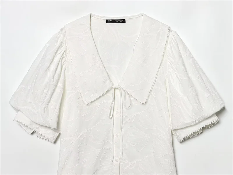 Women's Shirt 2026 Spring New White Short-Sleeve Turn-Down Collar Short Simple Shirt Lively and Cute Unique Fashion