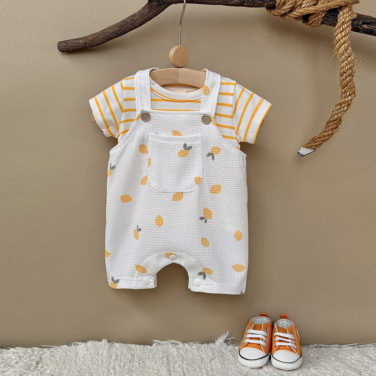 Infant Cartoon Lemon BABY Romper Short Sleeve for Boys Girls Overall One Piece Cute Newborn Outfit Summer 0-3Y