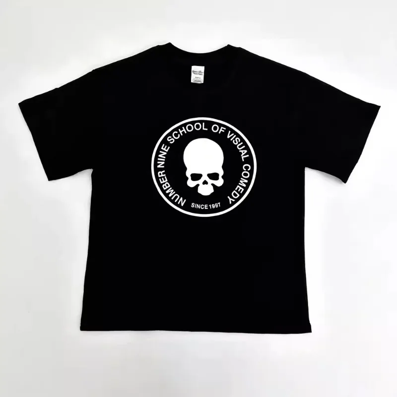 F Brother Number Nine 04S Skull Printed Y2K Printed Short Sleeve T-shirt Men and Women Dark European Top T