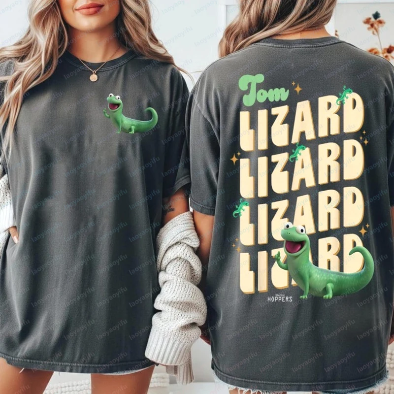 2Sided Retro Hoppers Tom Lizard Shirt Animated Film Character Tee Cute Animal Lover Gift Kawaii Women Clothes Trend Cotton Tops
