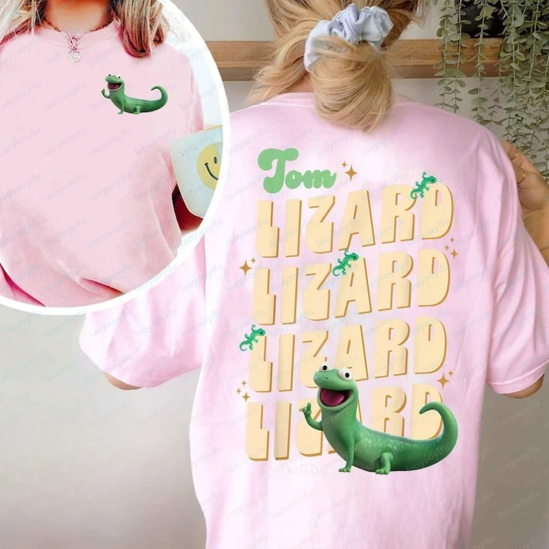 2Sided Retro Hoppers Tom Lizard Shirt Animated Film Character Tee Cute Animal Lover Gift Kawaii Women Clothes Trend Cotton Tops