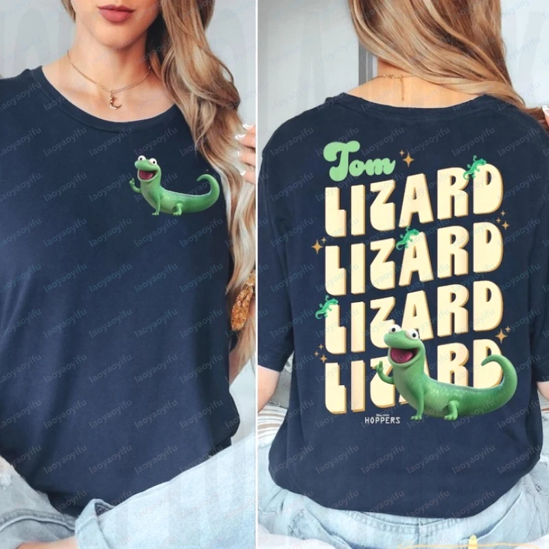 2Sided Retro Hoppers Tom Lizard Shirt Animated Film Character Tee Cute Animal Lover Gift Kawaii Women Clothes Trend Cotton Tops