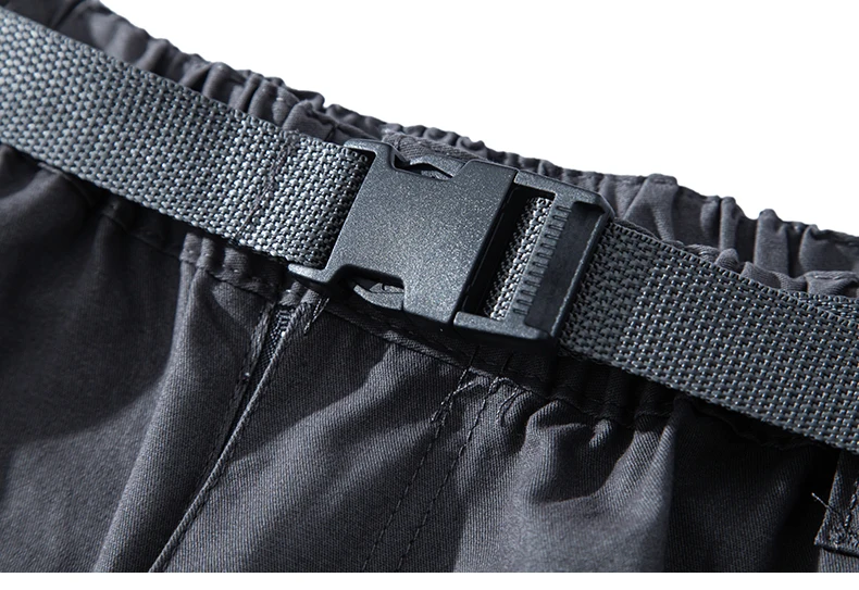 Mens Cargo Shorts 100% Cotton Casual Running Shorts Elastic Waist Hiking Outdoor with a Belt