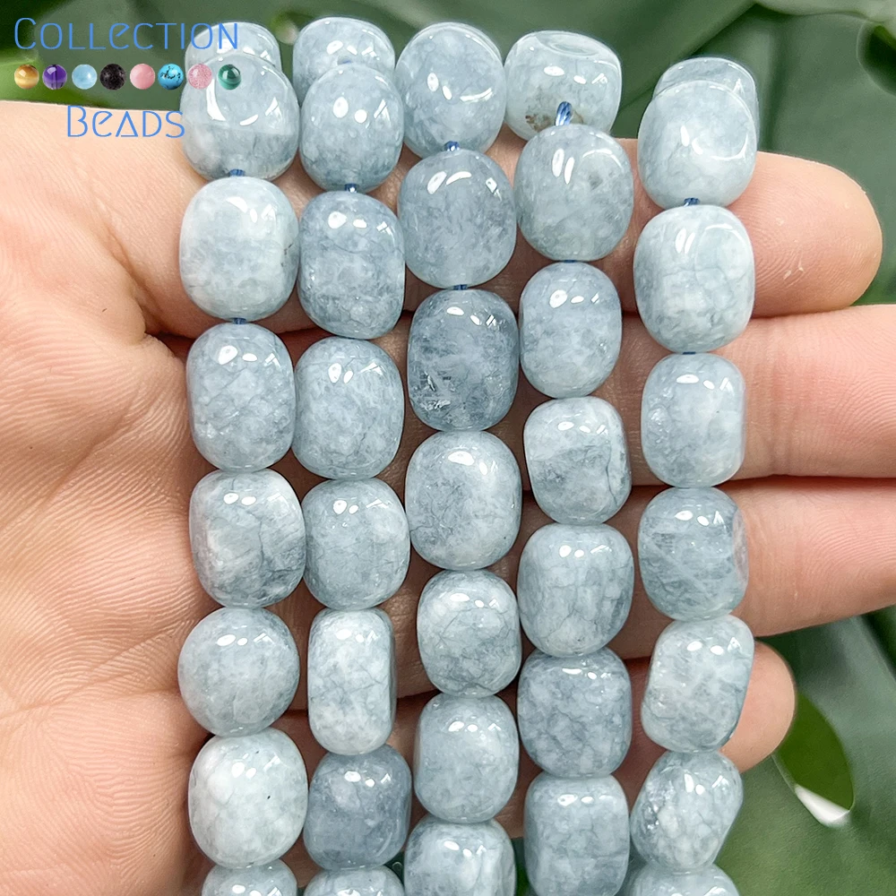 8x12mm Natural Aquamarine Chalcedony Irregular Loose Spacer Beads For Jewelry Making DIY Bracelets Necklace Accessories 15''
