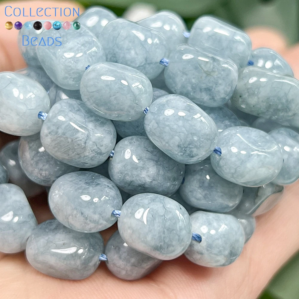 8x12mm Natural Aquamarine Chalcedony Irregular Loose Spacer Beads For Jewelry Making DIY Bracelets Necklace Accessories 15''