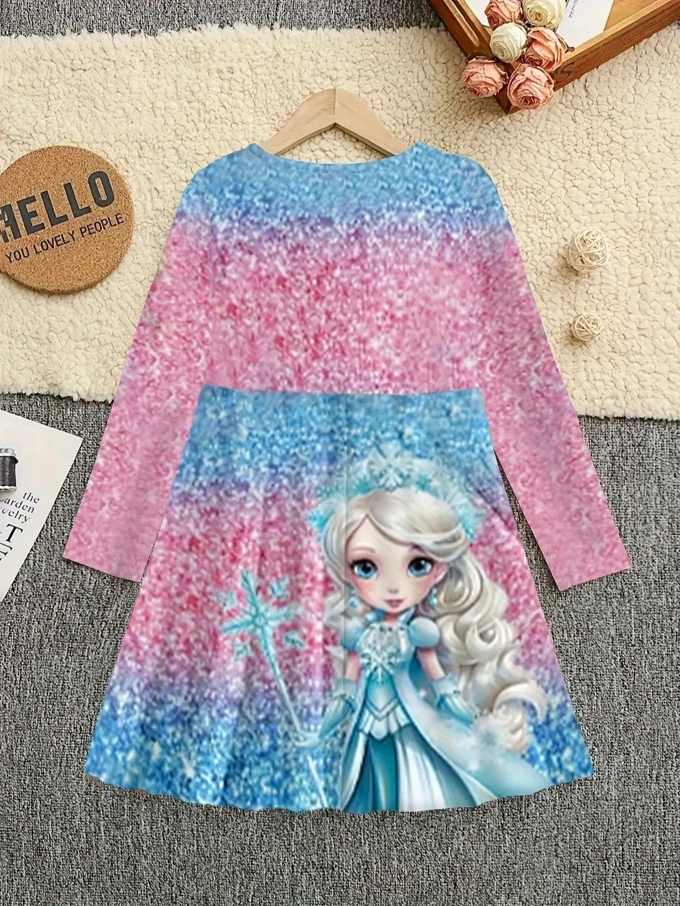 Girl's Unicorn Cartoon Dress, Short Sleeved, Summer Casual Round Neck, 3D Printed, Suitable for Teenage Girls' Princess Dress