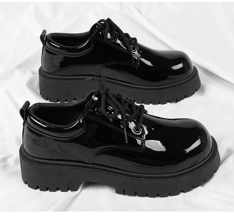 Men's Thick-Sole Casual Leather Shoes Four Seasons Fashion Soft-Sole Outdoor Walking Shoes Dress Business Gathering Leather Shoe