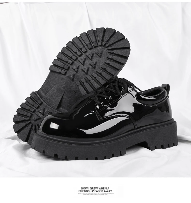 Men's Thick-Sole Casual Leather Shoes Four Seasons Fashion Soft-Sole Outdoor Walking Shoes Dress Business Gathering Leather Shoe
