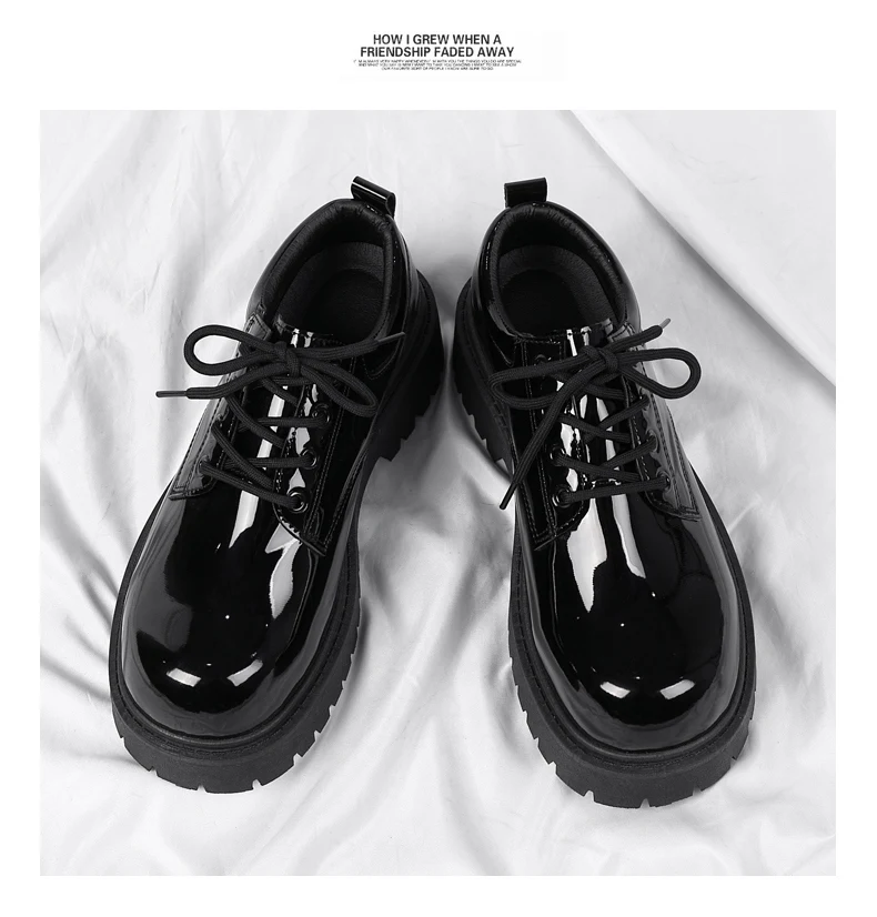 Men's Thick-Sole Casual Leather Shoes Four Seasons Fashion Soft-Sole Outdoor Walking Shoes Dress Business Gathering Leather Shoe