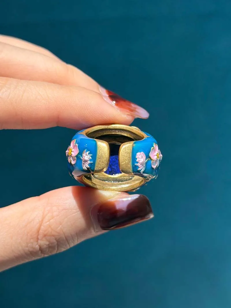 Women Vintage Square Red Blue Rhinestone Flower Rings Lapis Lazuli Gold Color High Quality Decoration Gifts For Mother's Day New