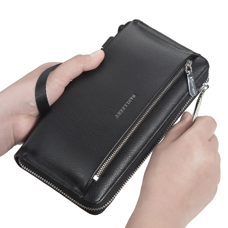 Baellerry New Men's Long Wallet, Portable Wrist Bag, Large Capacity Storage Bag, Perfect Gift for Business Men