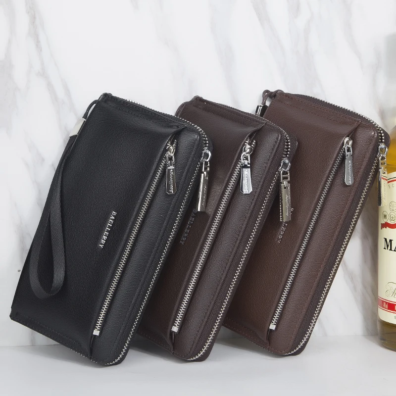 Baellerry New Men's Long Wallet, Portable Wrist Bag, Large Capacity Storage Bag, Perfect Gift for Business Men