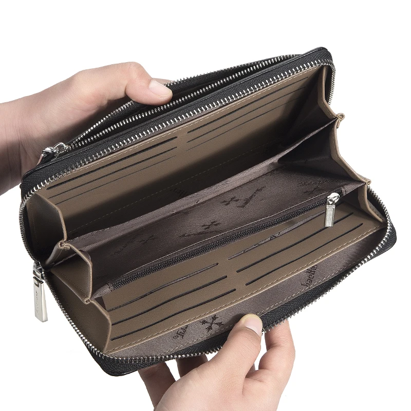 Baellerry New Men's Long Wallet, Portable Wrist Bag, Large Capacity Storage Bag, Perfect Gift for Business Men