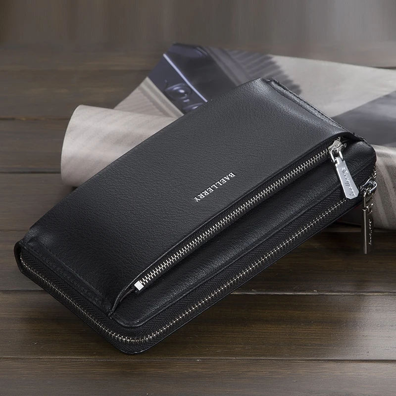 Baellerry New Men's Long Wallet, Portable Wrist Bag, Large Capacity Storage Bag, Perfect Gift for Business Men