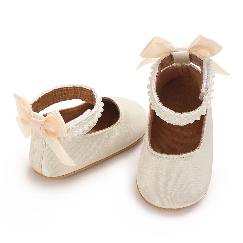Infant Baby Girls Mary Jane Flats Bow Non-Slip Soft Sole Princess Toddler First Walkers Sneaker Wedding Dress Dancing Shoes