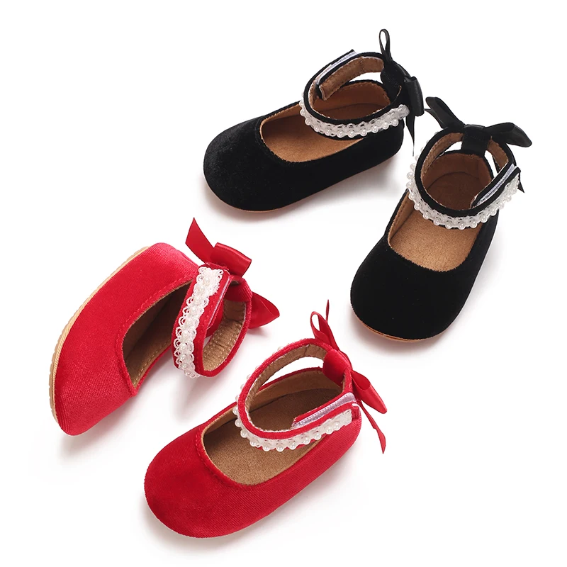Infant Baby Girls Mary Jane Flats Bow Non-Slip Soft Sole Princess Toddler First Walkers Sneaker Wedding Dress Dancing Shoes