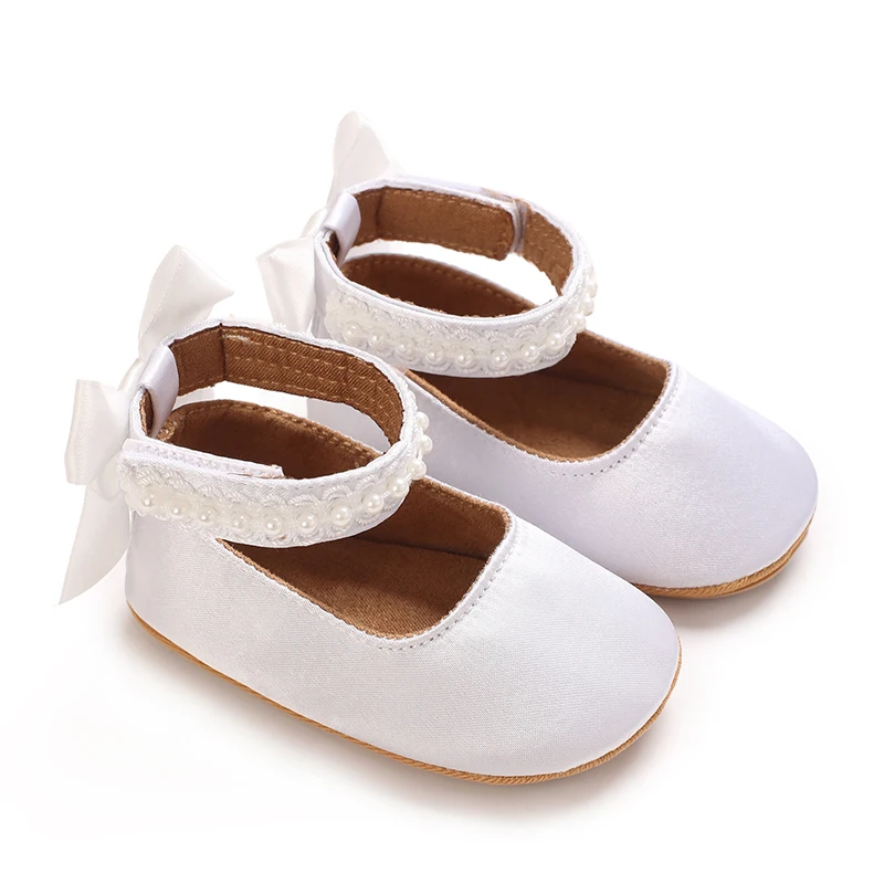 Infant Baby Girls Mary Jane Flats Bow Non-Slip Soft Sole Princess Toddler First Walkers Sneaker Wedding Dress Dancing Shoes