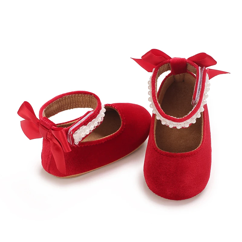 Infant Baby Girls Mary Jane Flats Bow Non-Slip Soft Sole Princess Toddler First Walkers Sneaker Wedding Dress Dancing Shoes