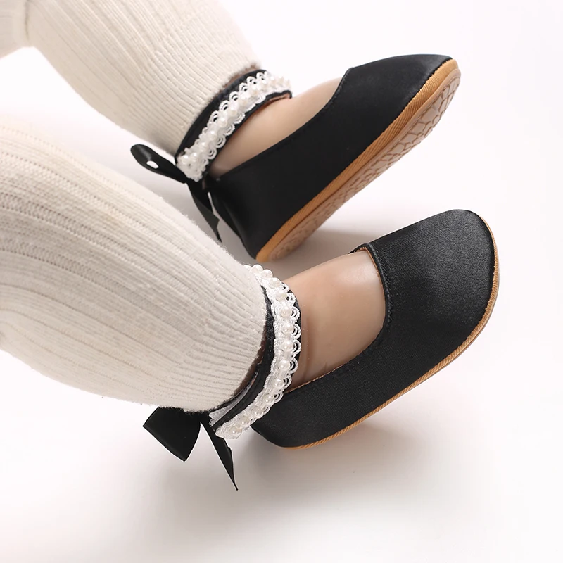 Infant Baby Girls Mary Jane Flats Bow Non-Slip Soft Sole Princess Toddler First Walkers Sneaker Wedding Dress Dancing Shoes
